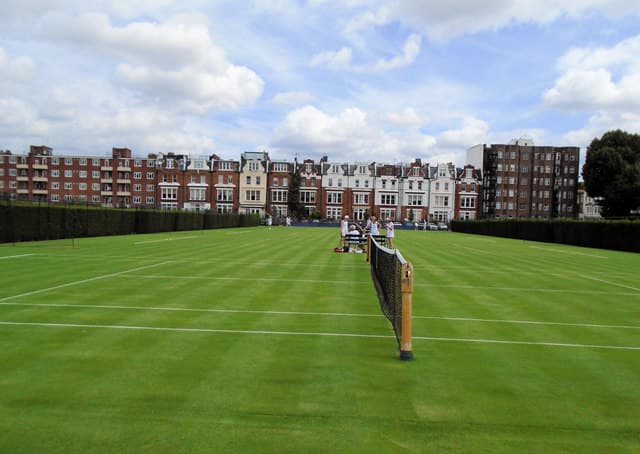 A grass tennis court at Queen's Club in London